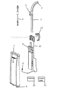 Part Location Diagram of 78382SV Sanitaire Upper Handle Assembly