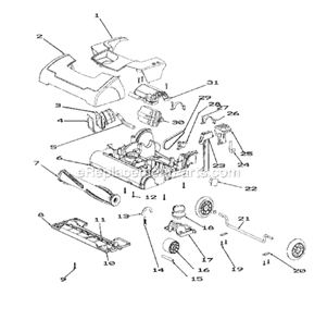 Page B Diagram and Parts List for SC9150B  Sanitaire Upright Vacuum