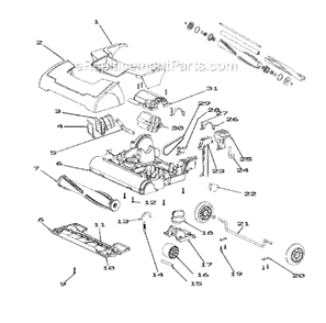 Page A Diagram and Parts List for SC9180A  Sanitaire Upright Vacuum