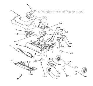 Page A Diagram and Parts List for SC9180B  Sanitaire Upright Vacuum