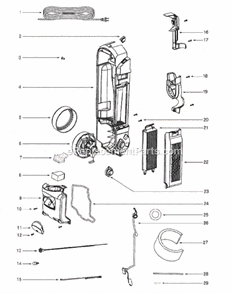 Page D Diagram and Parts List for SP5816A  Sanitaire Upright Vacuum