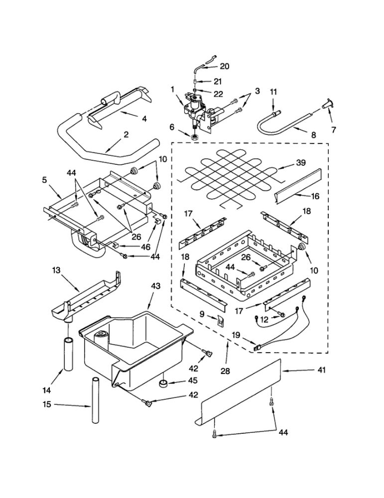 Evaporator/Ice Cutter Grid/Water Diagram and Parts List for CSW45PA1D  Scotsman-Residential Ice Maker