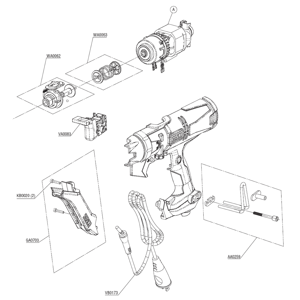 Fig-1 Diagram and Parts List for DS342-AC 10F0001N Senco Screwdriver