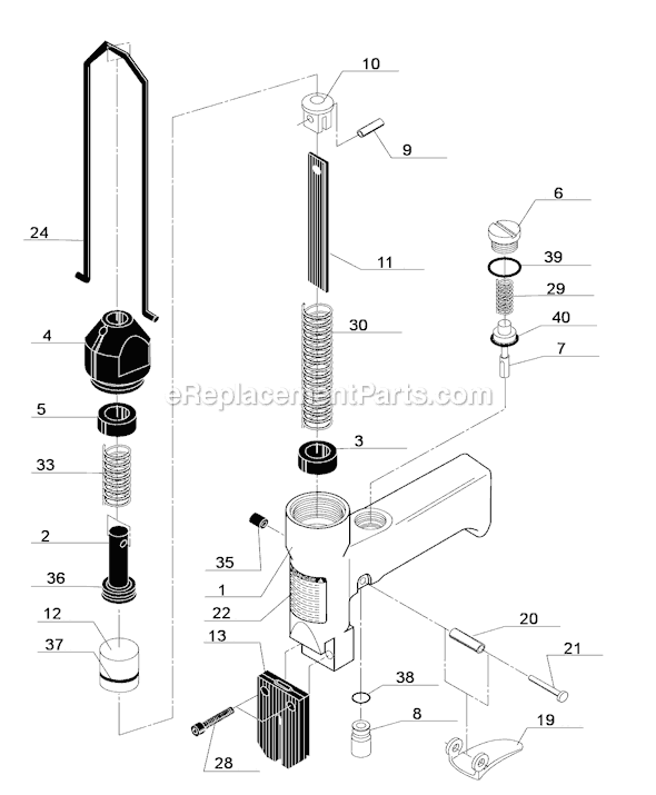 Page A Diagram and Parts List for D030002N DFP 1/2 Senco Nailer