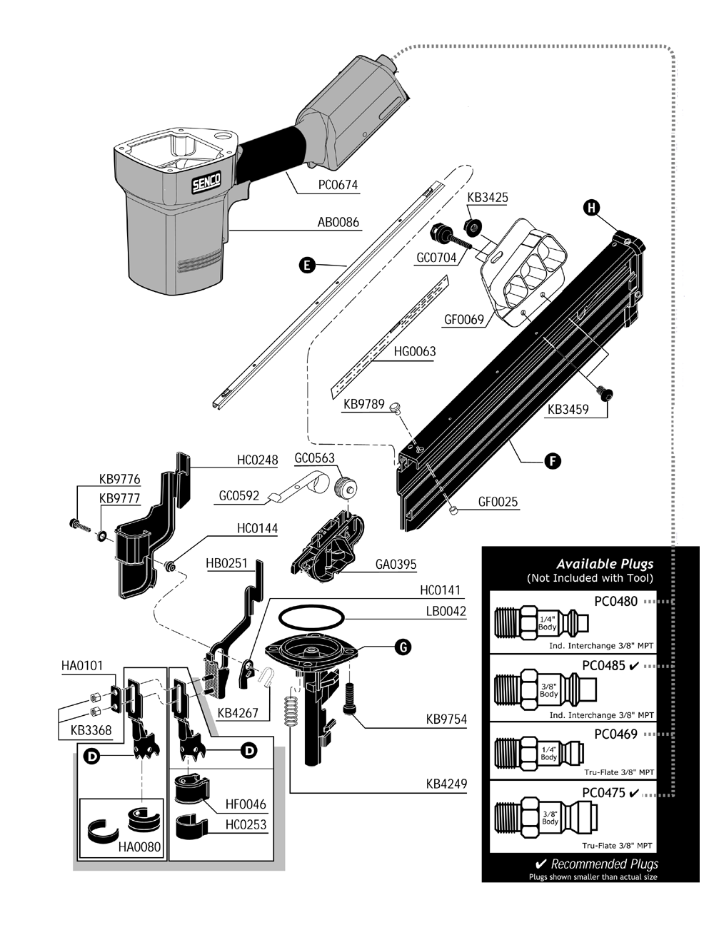 Diagram 1 Diagram and Parts List for FRAMEPRO600FRH 1A0003N Senco Nailer