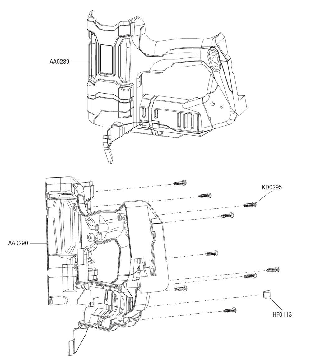 Fig-0 Diagram and Parts List for F-16XP 10N0001N Senco Nailer