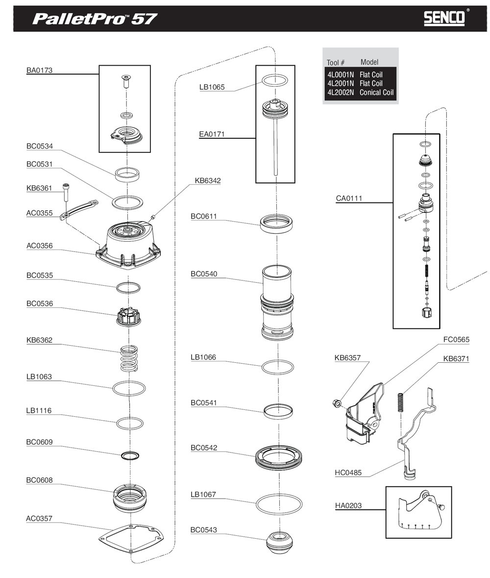 Diagram 2 Diagram and Parts List for PALLETPRO57F 4L0001N Senco Nailer