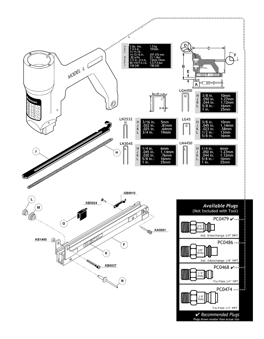 Diagram 1 Diagram and Parts List for LN4450-1  Senco Nailer