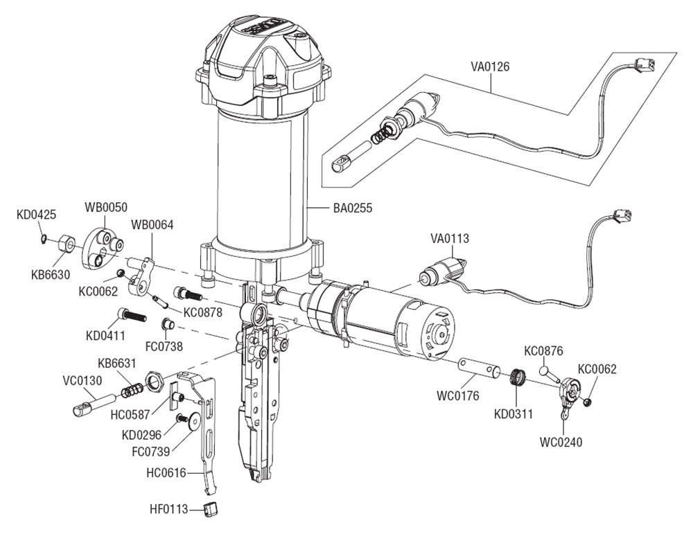 Fig-2 Diagram and Parts List for 10Y0001N F-LXP Senco Nailer