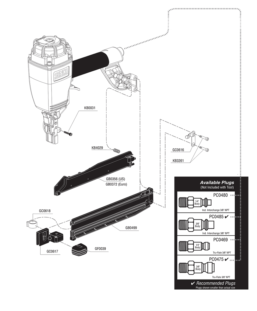 Diagram 1 Diagram and Parts List for SNS45 580004N Senco Nailer