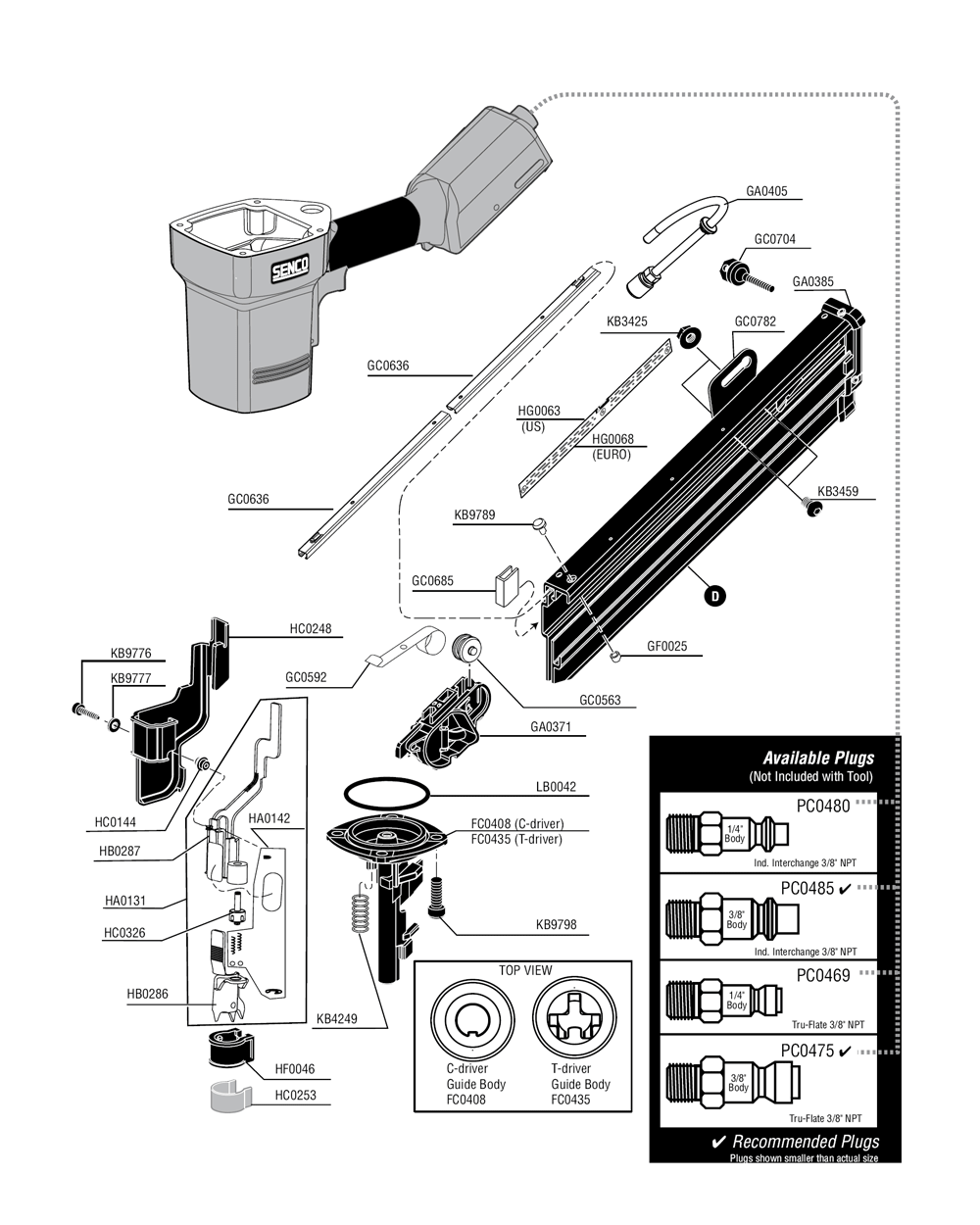 Diagram 1 Diagram and Parts List for FRAMEPRO701XP 2H2002N Senco Nailer