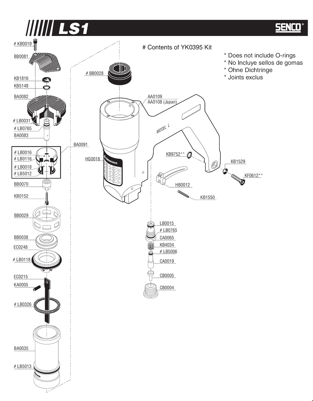Diagram 2 Diagram and Parts List for LS118GA 200001N Senco Nailer