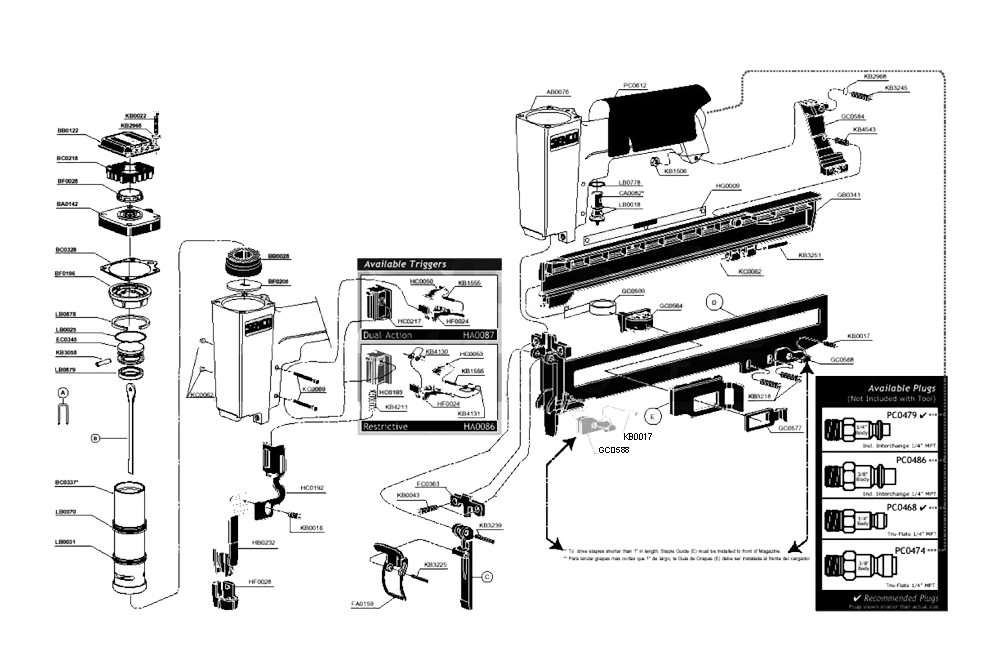 Diagram Diagram and Parts List for SLS22XL  Senco Nailer