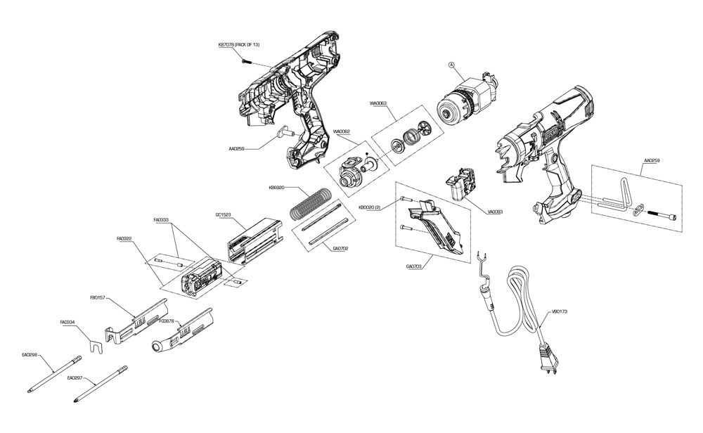 Diagram Diagram and Parts List for DS232 AC7U0001N Senco Screwdriver