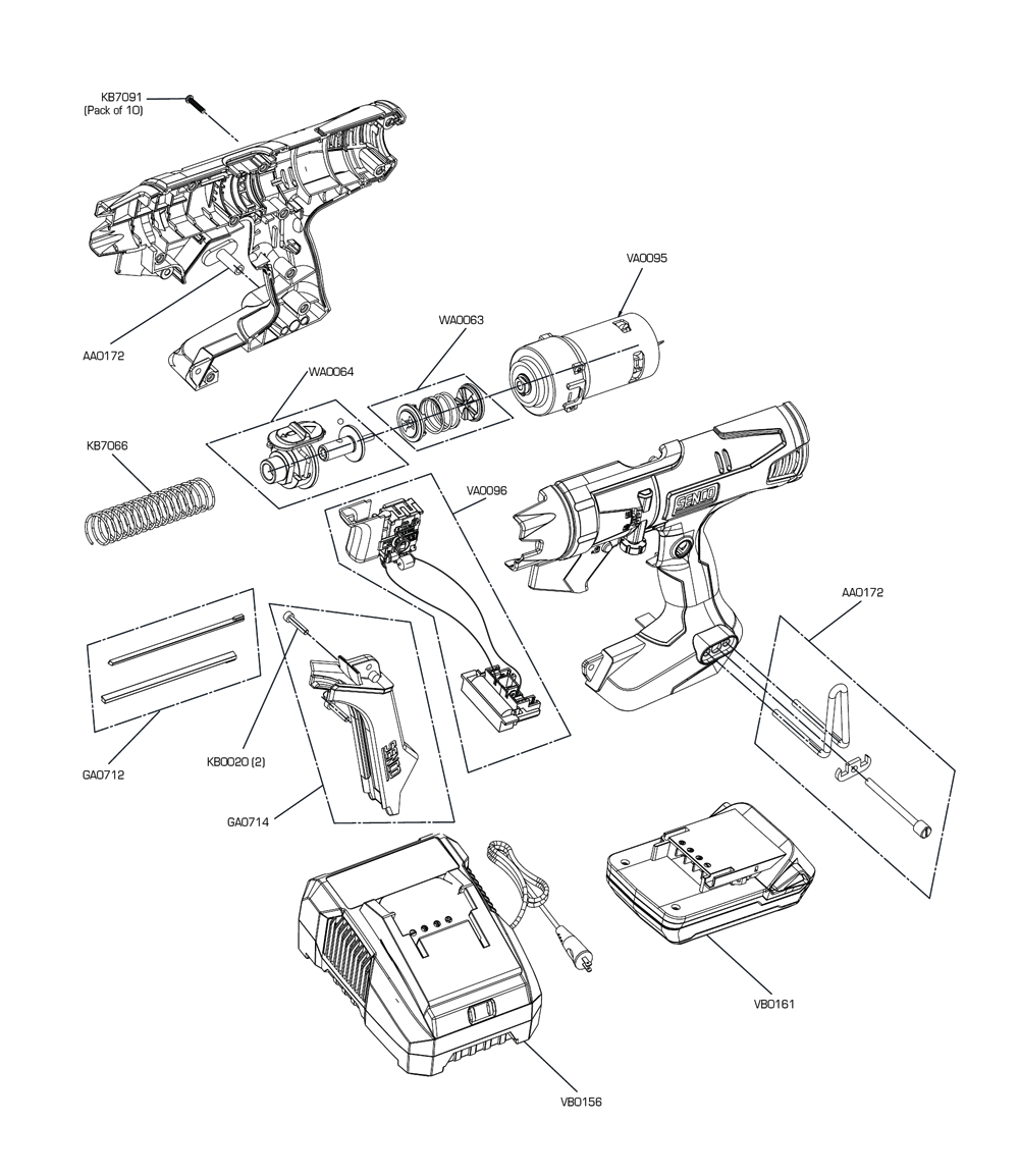 Diagram 1 Diagram and Parts List for DS215 XP Senco Screwdriver