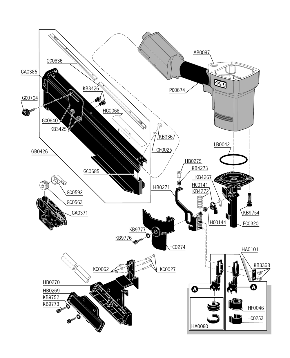Diagram 2 Diagram and Parts List for FRAMEPRO600E 772005N Senco Nailer