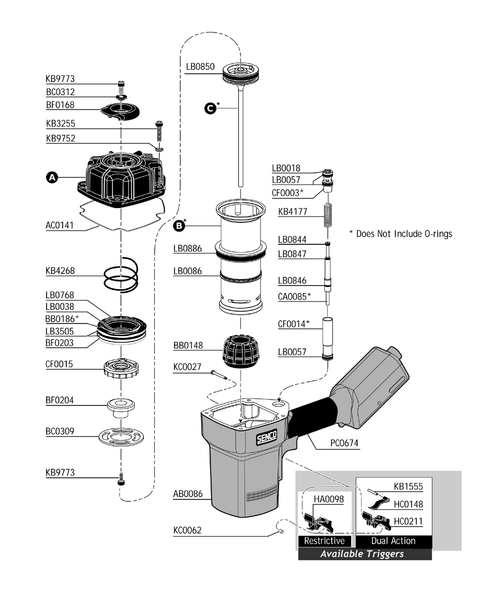 Diagram 2 Diagram and Parts List for FRAMEPRO600FRH 1A0003N Senco Nailer