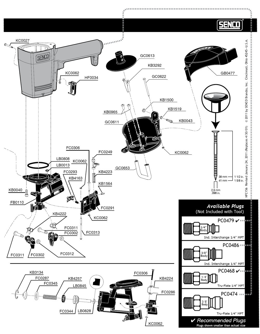 Diagram 1 Diagram and Parts List for SCN40DWFRH 650003N Senco Nailer