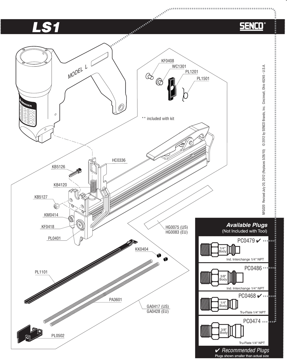 Diagram 1 Diagram and Parts List for LS118GA 200001N Senco Nailer
