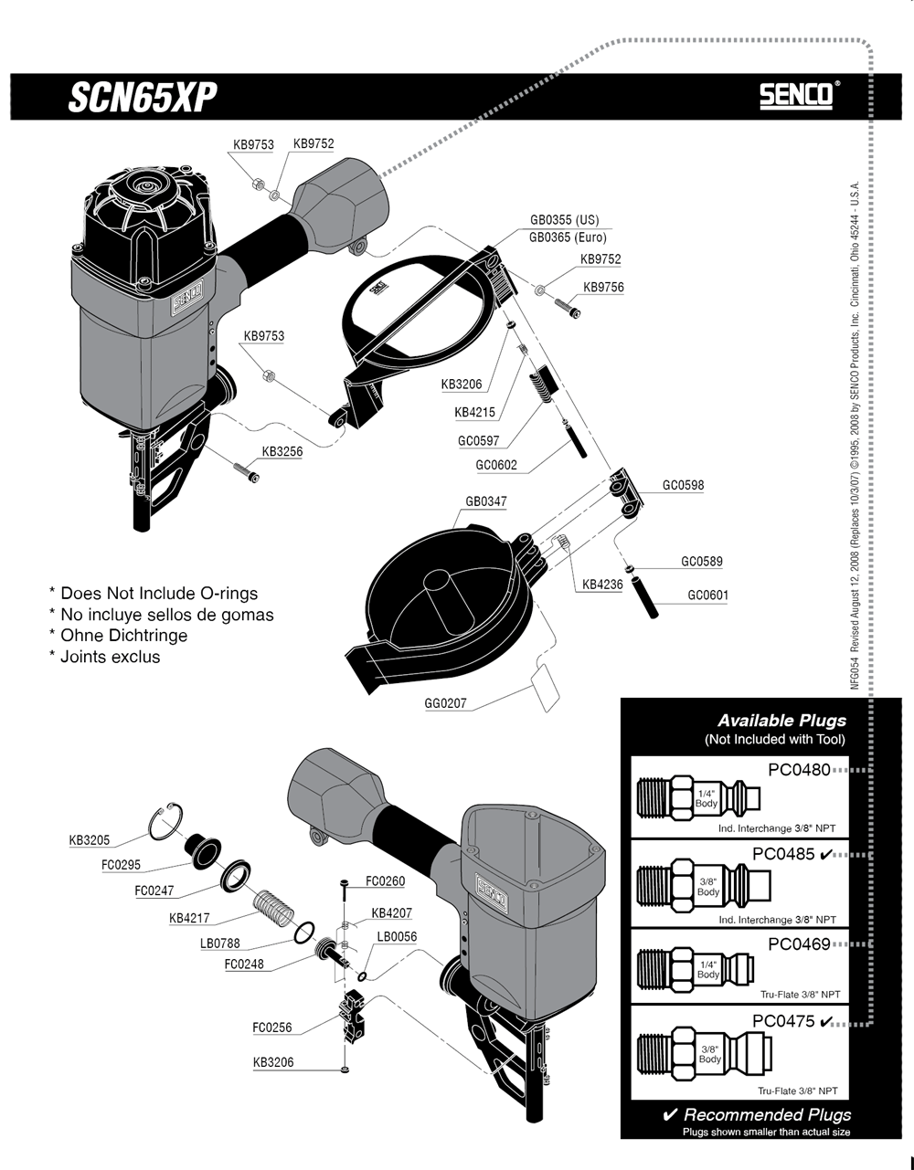 Diagram 1 Diagram and Parts List for SCN65XPFRH 540101N Senco Nailer