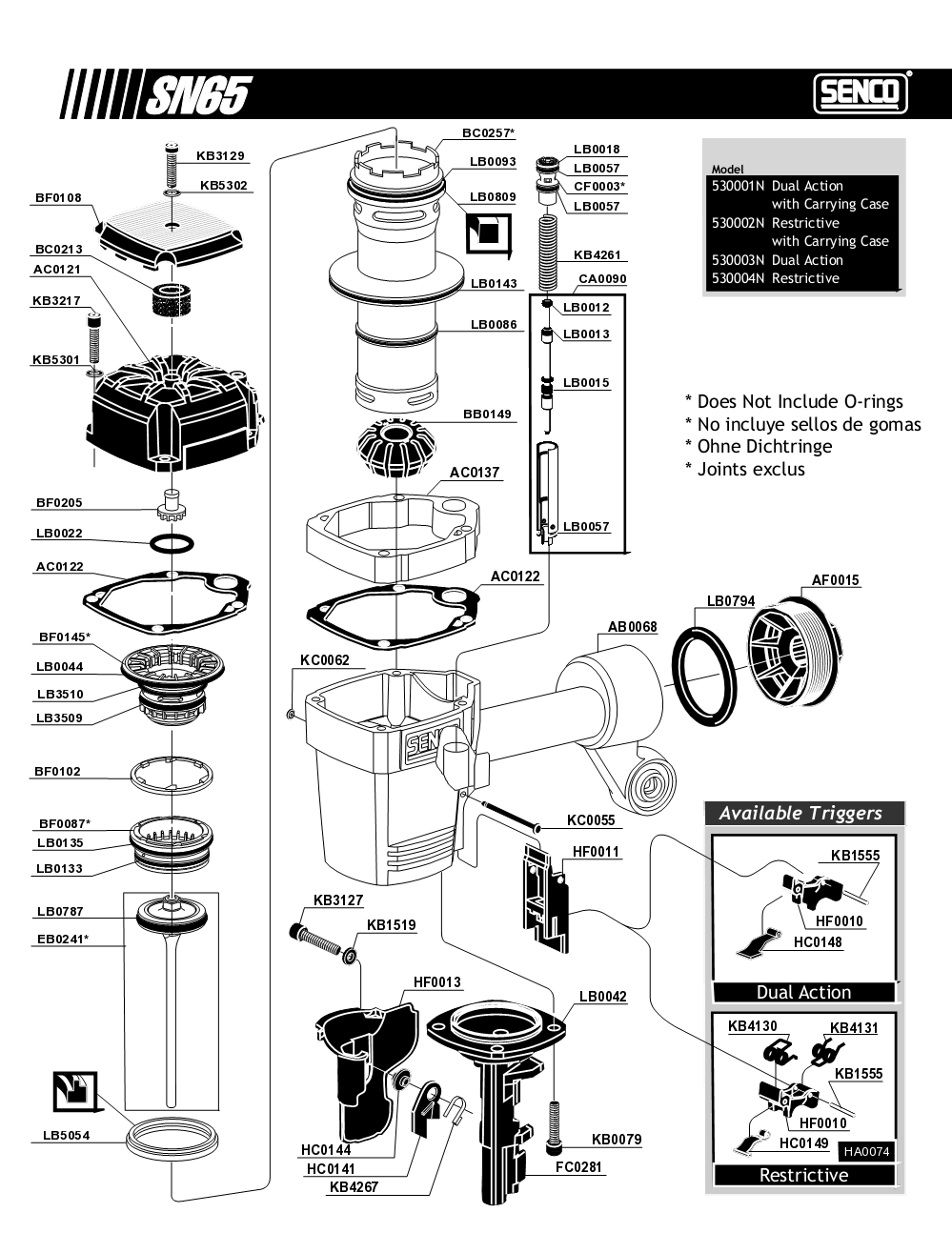 Diagram 2 Diagram and Parts List for SN66 530002N Senco Nailer