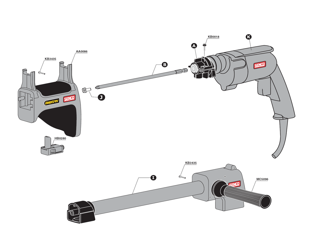 Diagram 1 Diagram and Parts List for DS200 S4792003N Senco Screwdriver