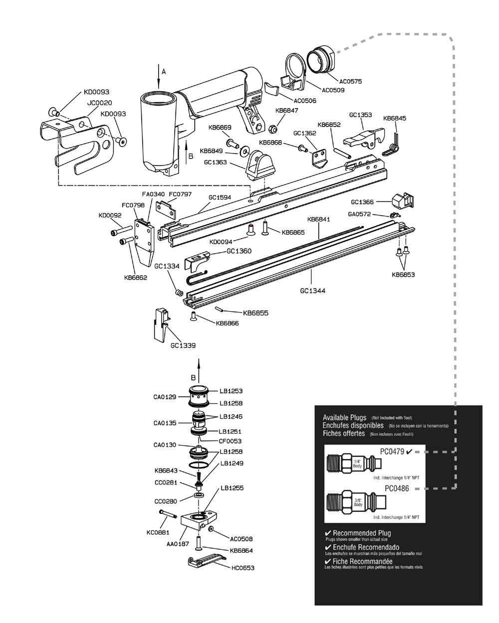 Diagram 1 Diagram and Parts List for DFPXP  Senco Nailer