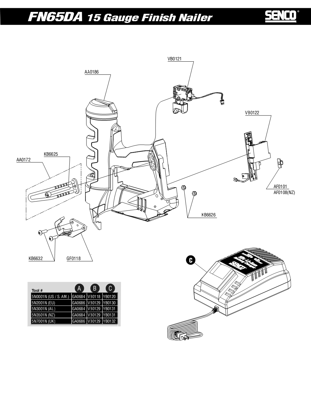 Diagram 2 Diagram and Parts List for FUSIONF 155N0001N Senco Nailer