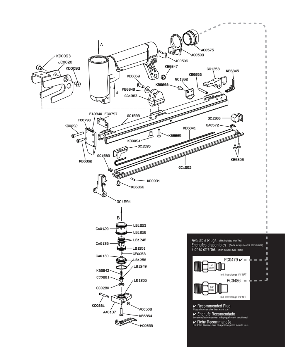 Diagram 1 Diagram and Parts List for F75LXP  Senco Nailer