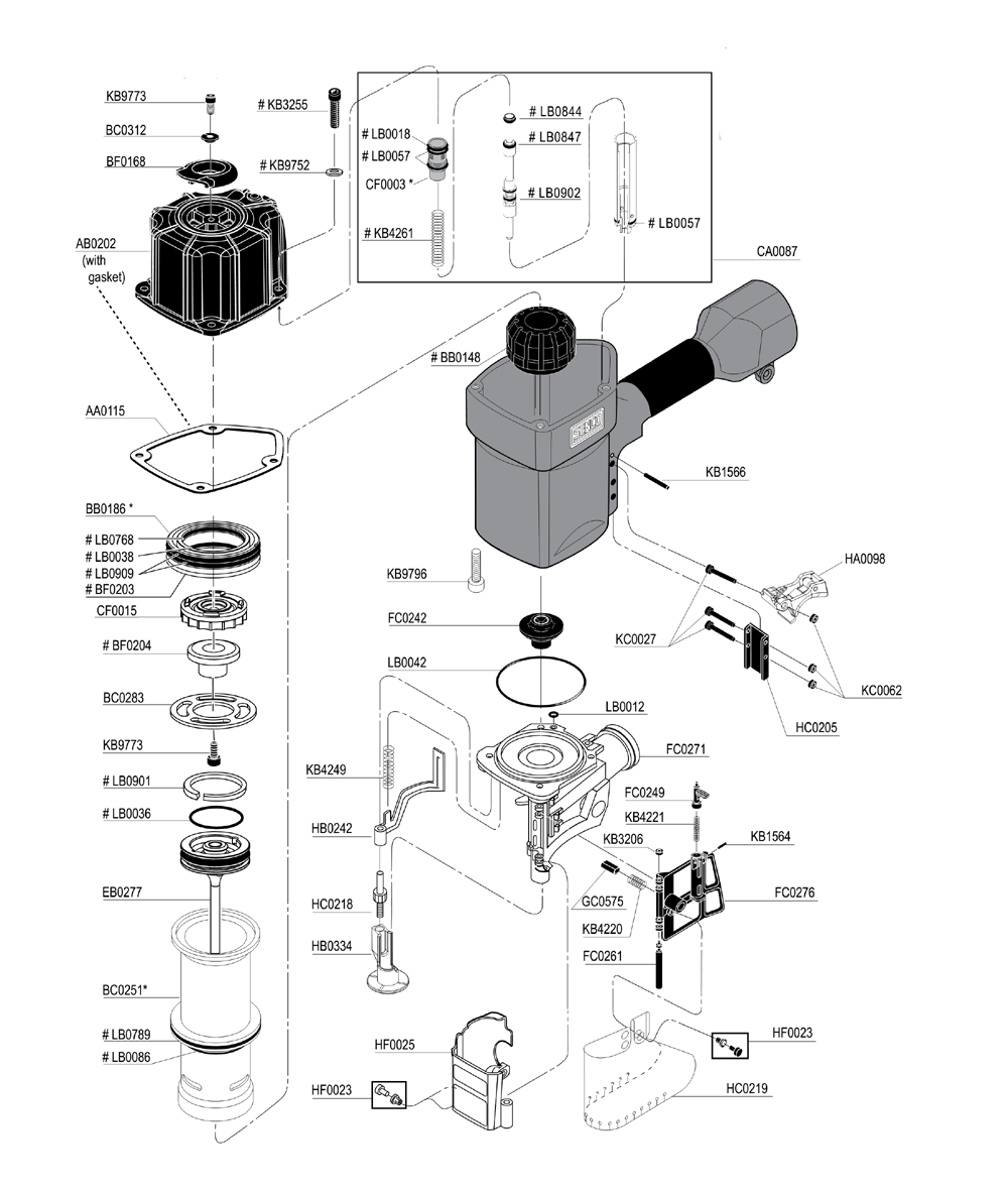 Diagram 2 Diagram and Parts List for SCN63LDXP 8W0001N Senco Nailer