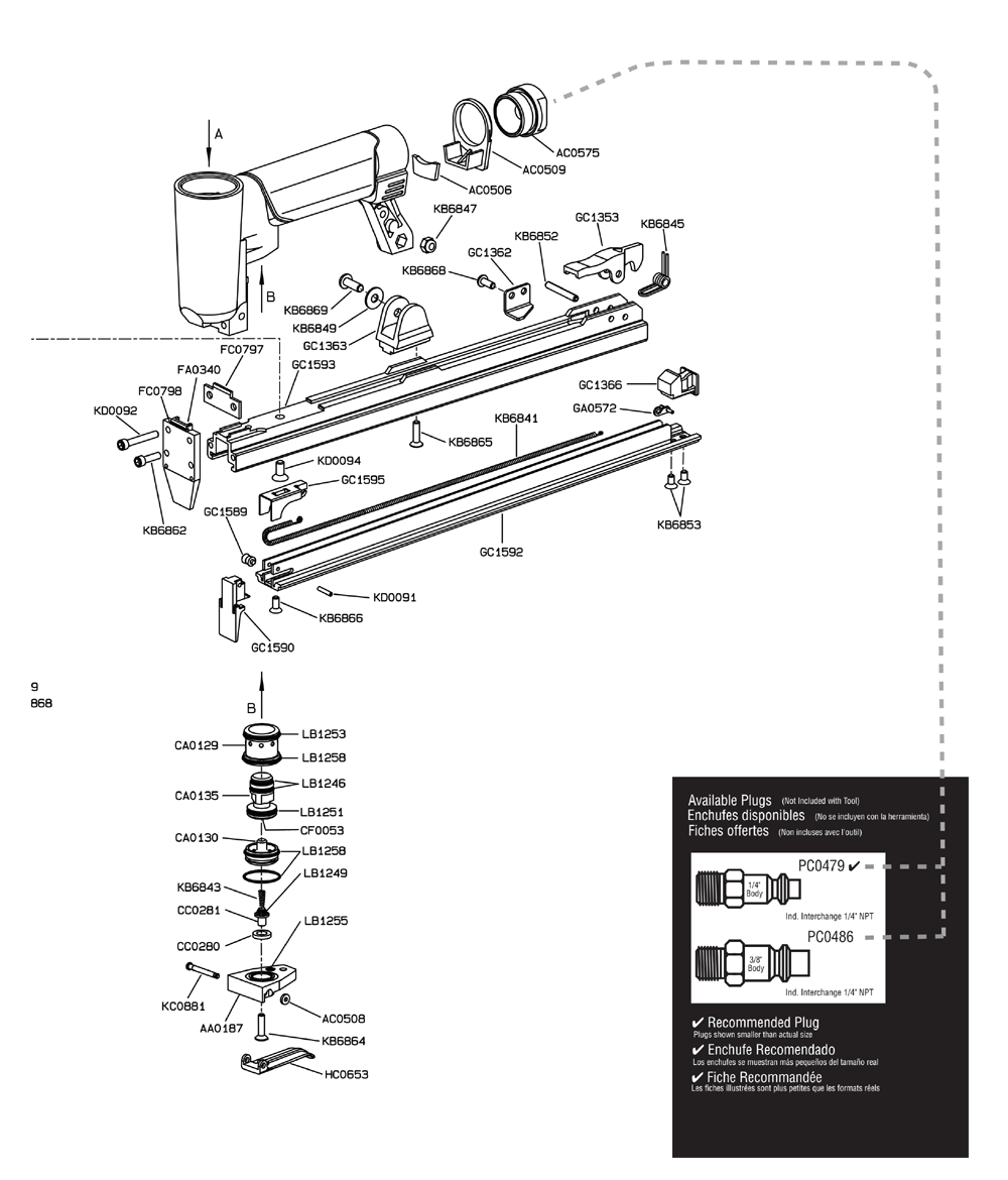 Diagram 1 Diagram and Parts List for F75SXP  Senco Nailer