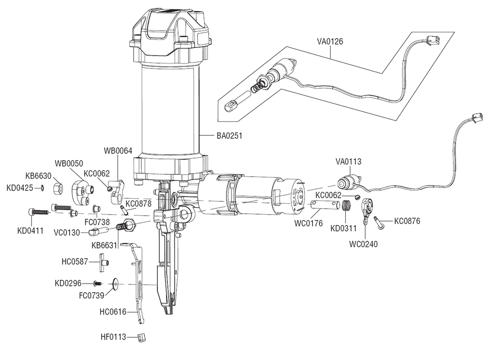 Fig-2 Diagram and Parts List for F-18XP 10M0001N Senco Nailer