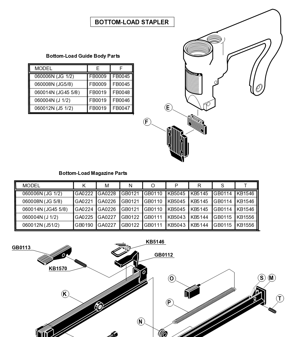 Diagram 1 Diagram and Parts List for 060004N J 1/2 Senco Nailer