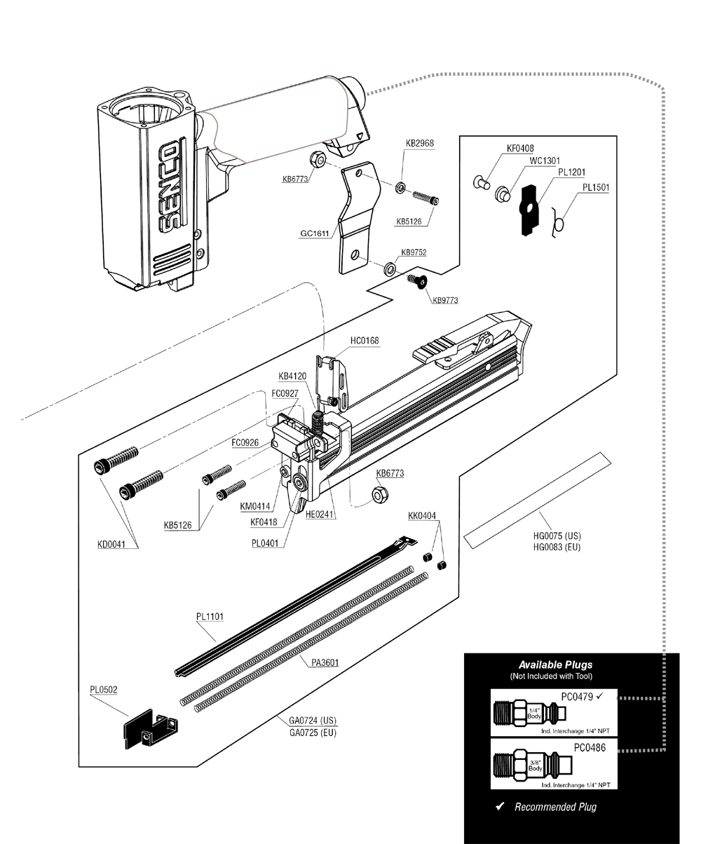 Diagram 1 Diagram and Parts List for LS1XP  Senco Nailer