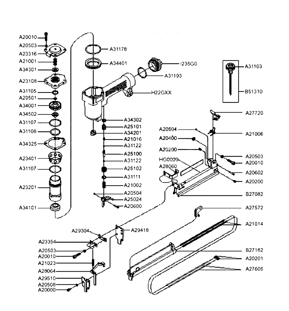 Diagram Diagram and Parts List for SMT25  Senco Nailer