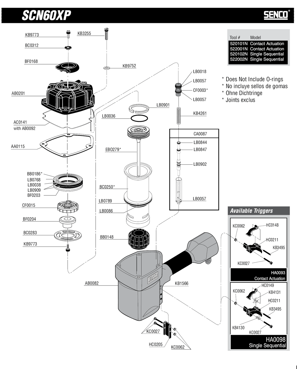 Diagram 2 Diagram and Parts List for SCN60XPFRH 520101N Senco Nailer