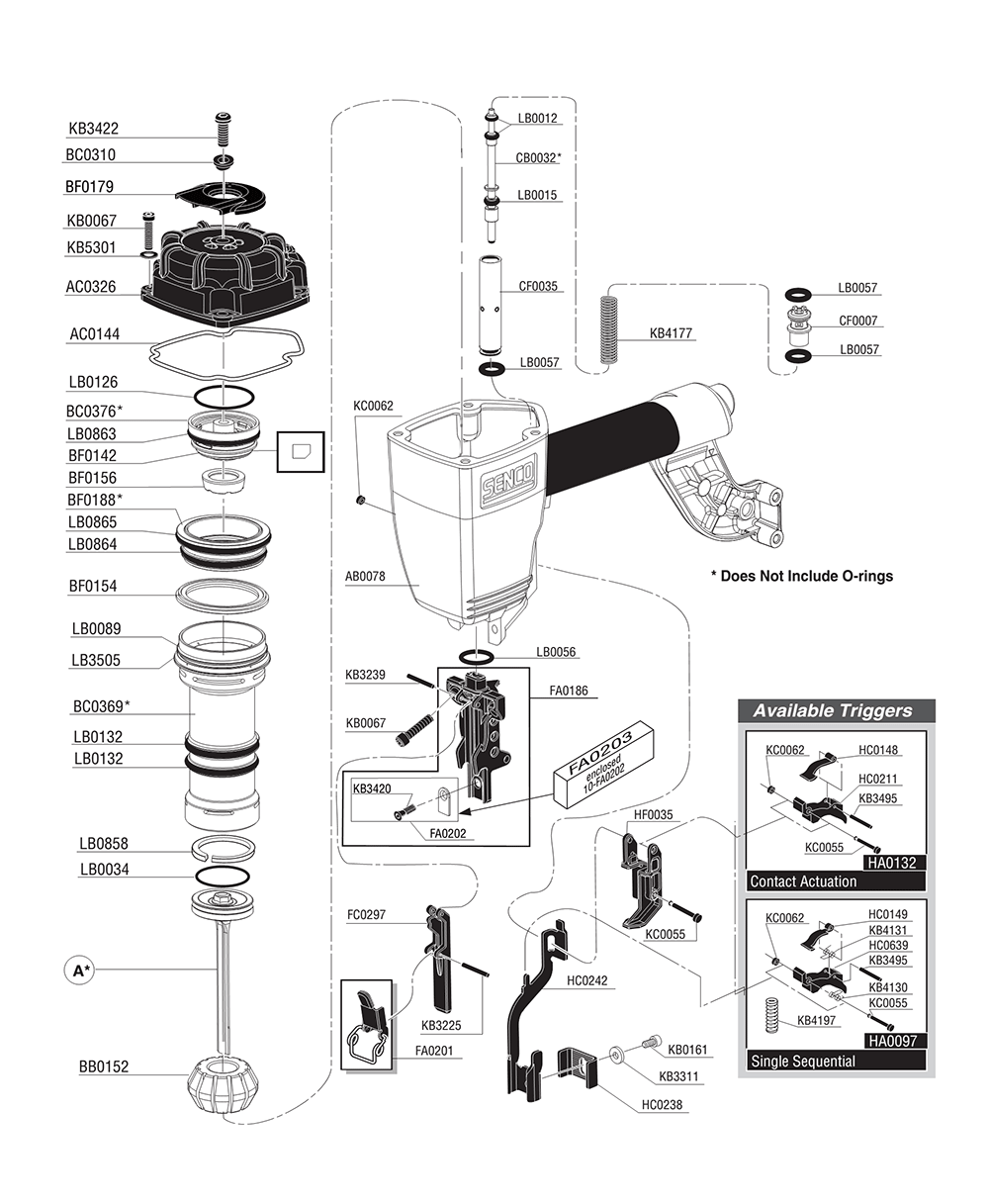 Diagram 2 Diagram and Parts List for SNS45 580004N Senco Nailer