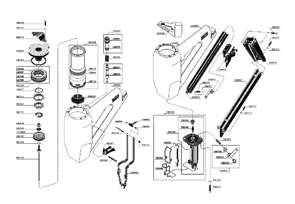 Diagram Diagram and Parts List for SN3  Senco Nailer