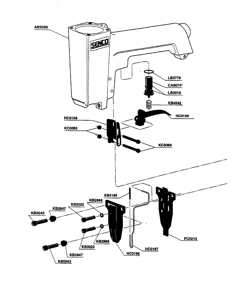 Diagram 1 Diagram and Parts List for SLP20 430001 Senco Nailer