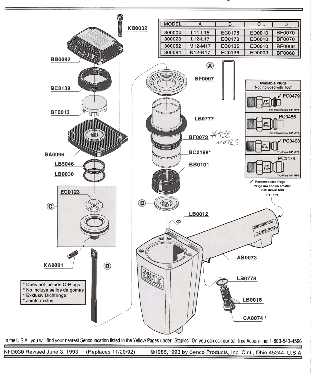 Diagram 3 Diagram and Parts List for SKS18 300084N Senco Nailer