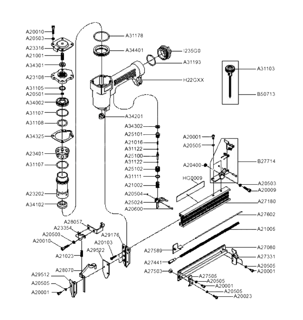 Diagram Diagram and Parts List for SMT30  Senco Nailer