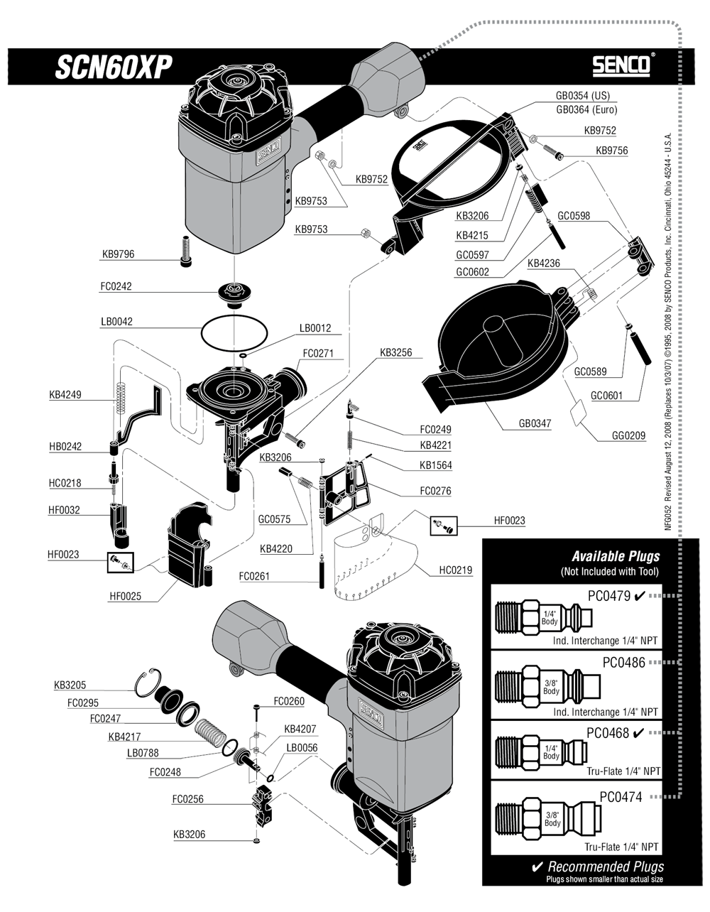 Diagram 1 Diagram and Parts List for SCN60XPFRH 520101N Senco Nailer
