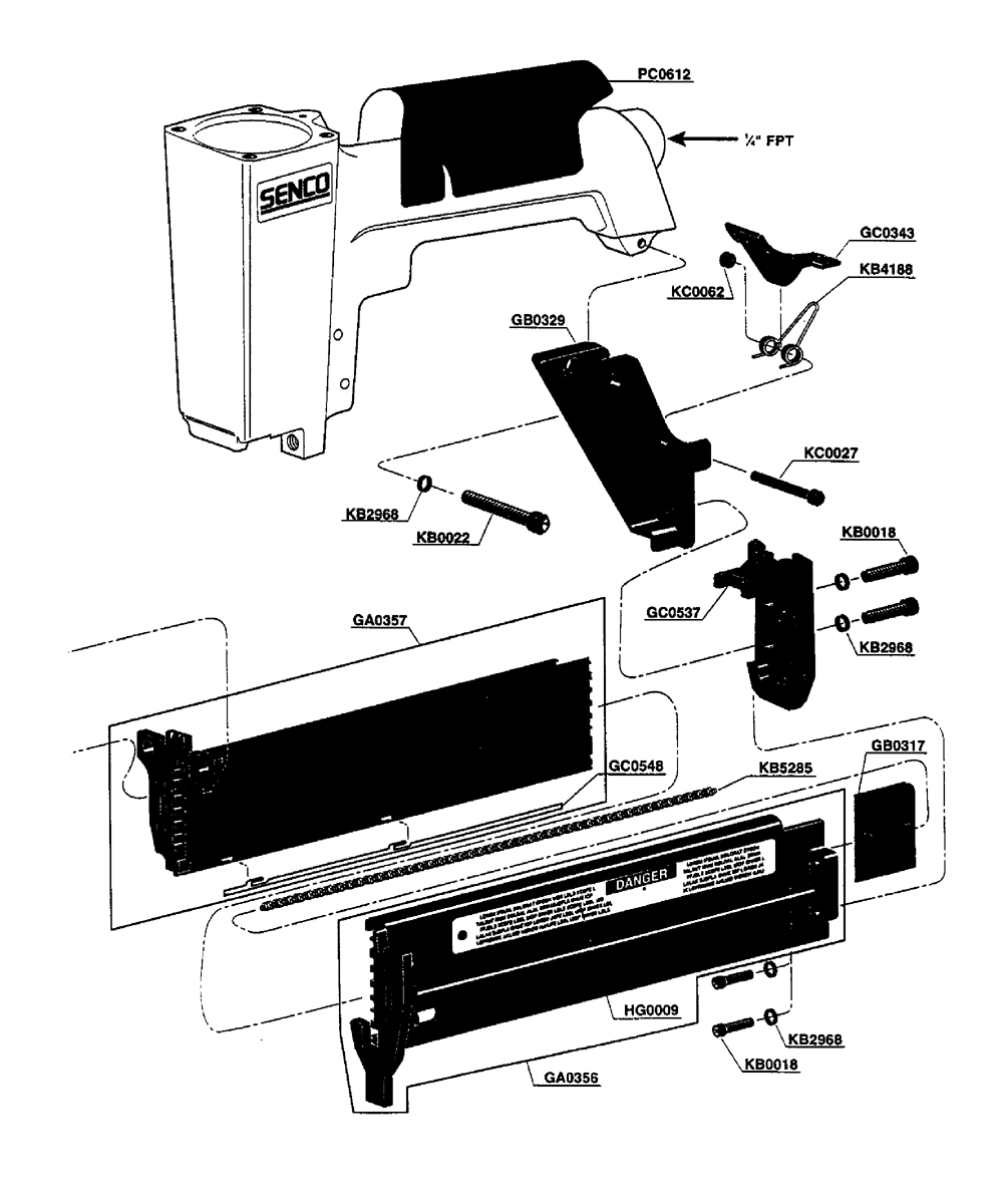 Diagram 2 Diagram and Parts List for SLP20 430001 Senco Nailer