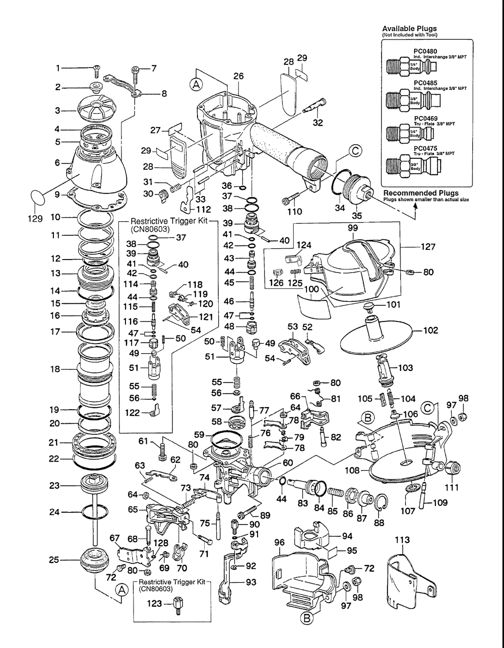 Diagram Diagram and Parts List for SCN45FRH 810002N Senco Nailer