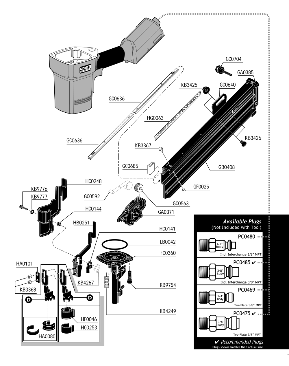 Diagram 1 Diagram and Parts List for FRAMEPRO750XL 860003N Senco Nailer