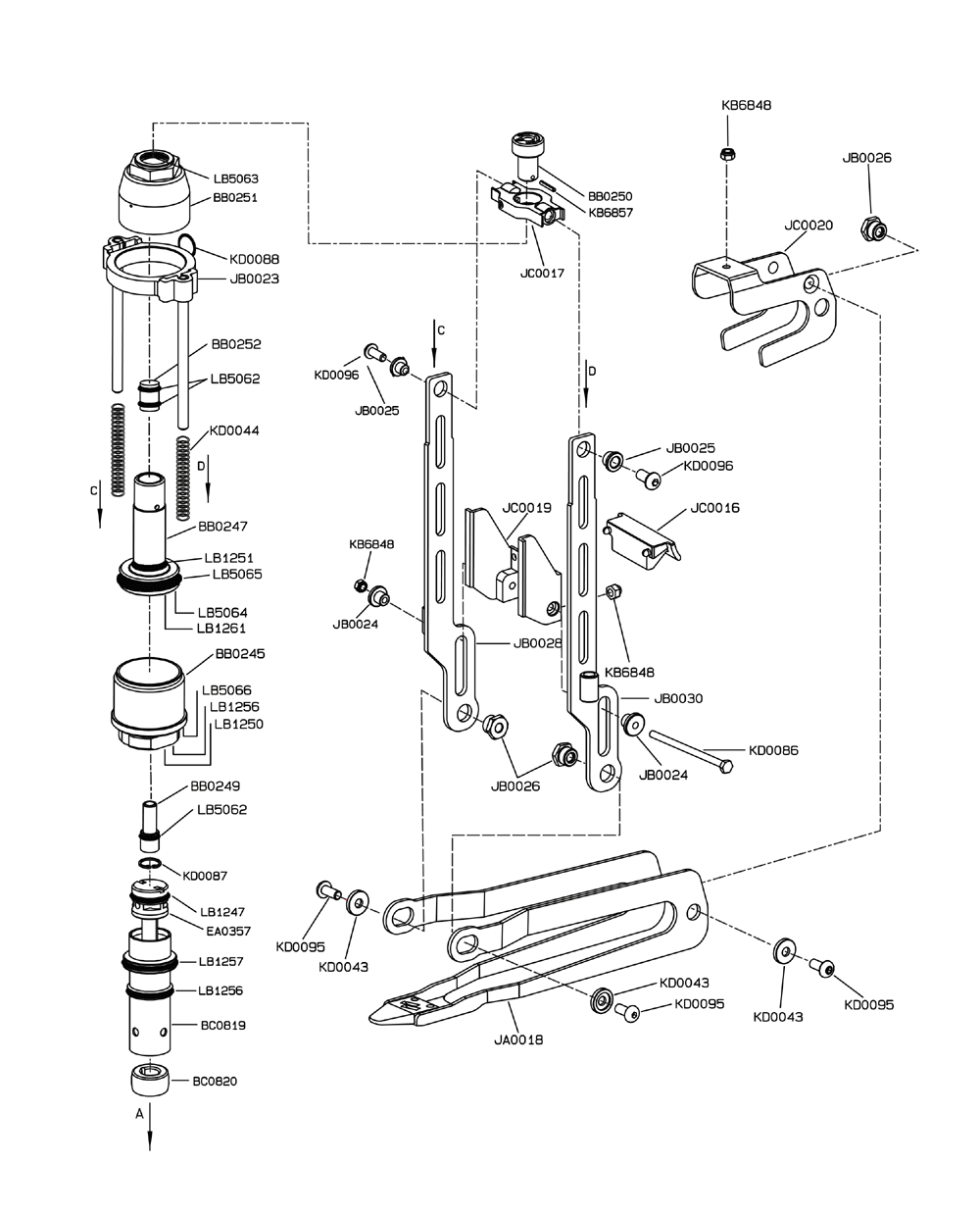 Diagram 2 Diagram and Parts List for F75LXP  Senco Nailer