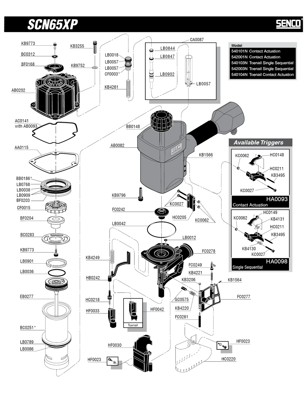 Diagram 2 Diagram and Parts List for SCN65XPFRH 540101N Senco Nailer