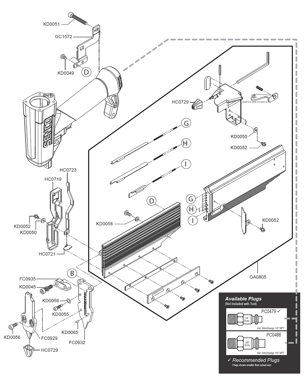 Fig-1 Diagram and Parts List for TN21L1  Senco Nailer