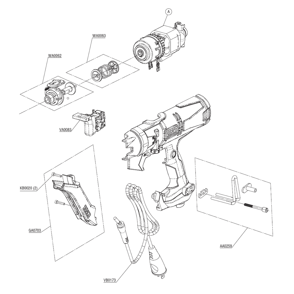 Fig-1 Diagram and Parts List for DS242-AC 10E0001N Senco Screwdriver