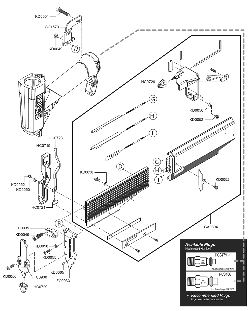 Fig-1 Diagram and Parts List for TN11L1  Senco Nailer